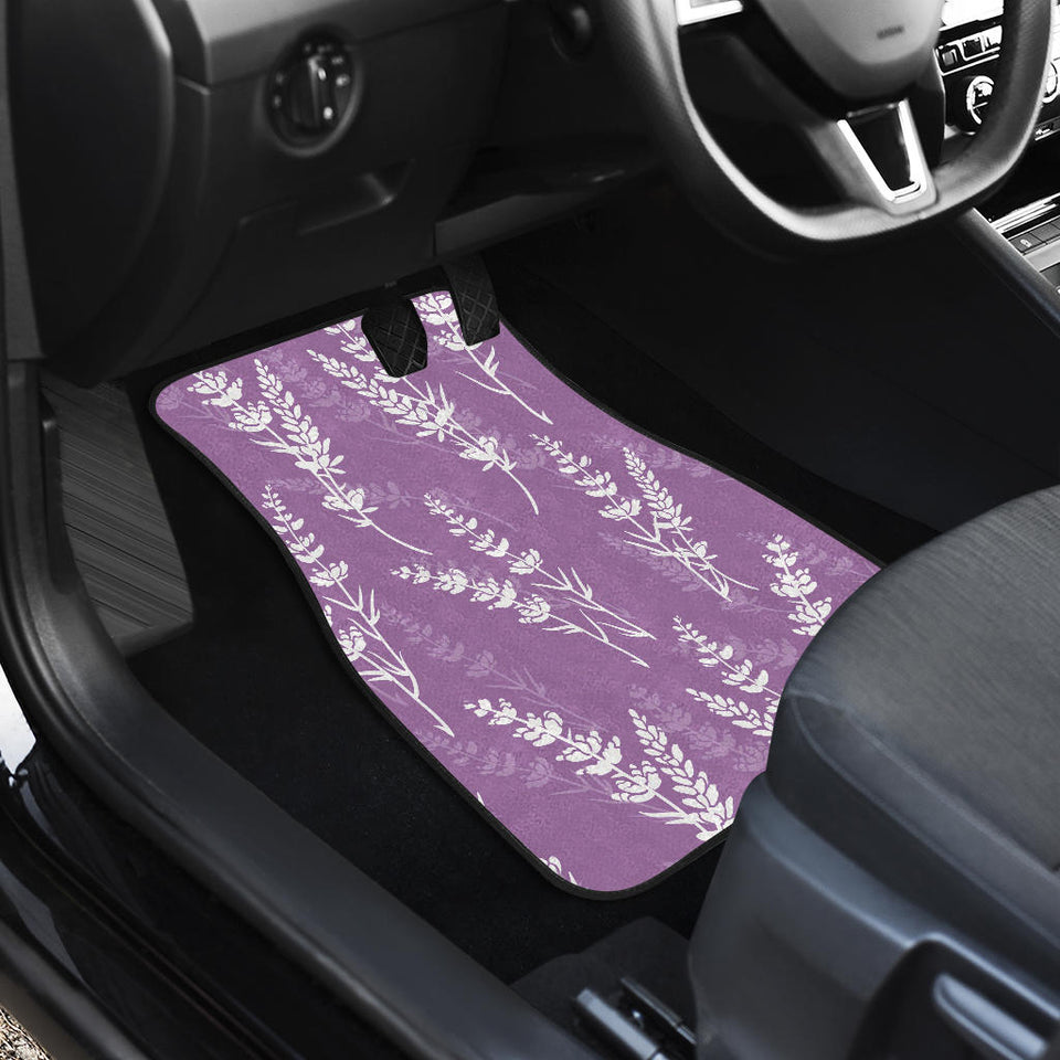 Lavender Flowers Purple Pattern Front And Back Car Mats