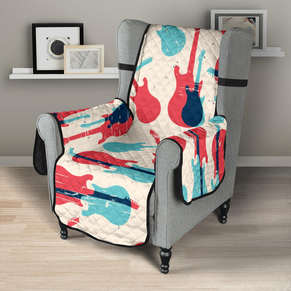 Red Blue guitar pattern Chair Cover Protector