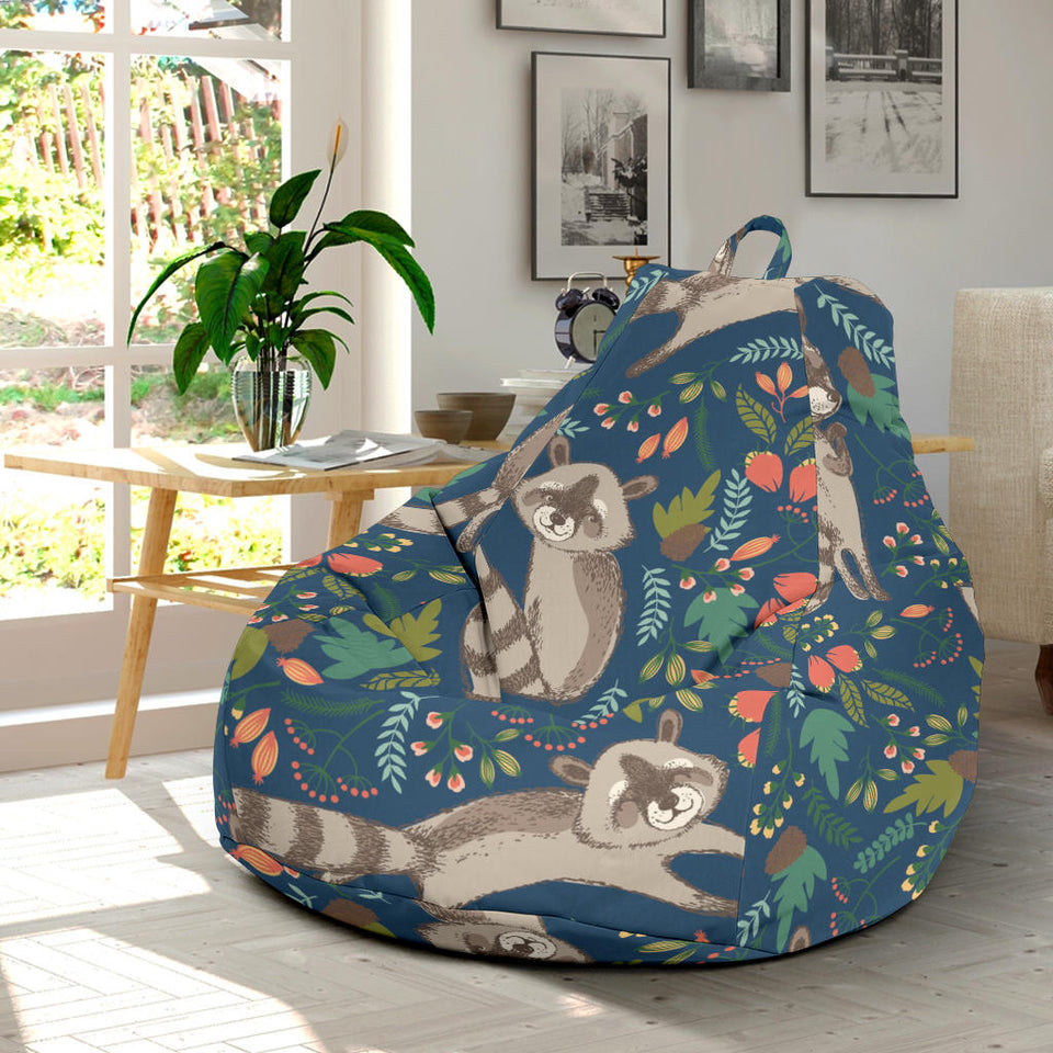 Raccoon Tropical Leaves Pattern Bean Bag Cover