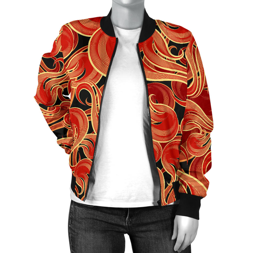 Fire Flame Pattern Women'S Bomber Jacket holiday gift – ccgoodshop