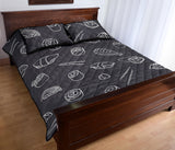 sushi pattern black background Quilt Bed Set