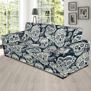 Sugar Skull Black White Pattern Sofa Slipcover