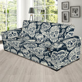 Sugar Skull Black White Pattern Sofa Slipcover