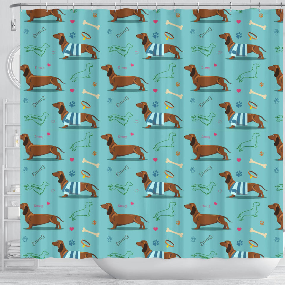 Dachshund Decorative Background Shower Curtain Fulfilled In US