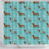 Dachshund Decorative Background Shower Curtain Fulfilled In US