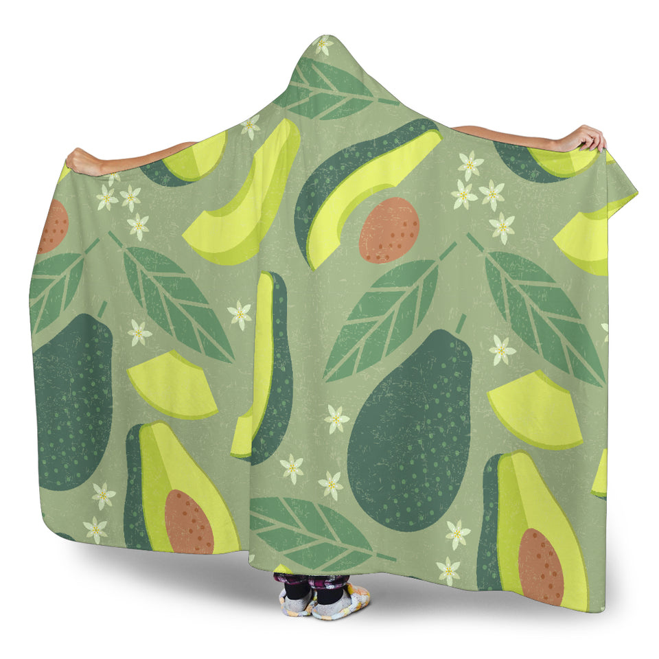 Avocado Pattern Hooded Blanket