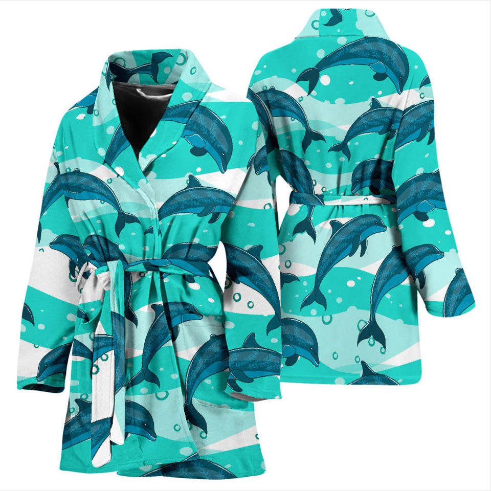 Dolphin Sea Pattern Women'S Bathrobe