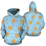 Brown Cute Pomeranian Blue Blackground Men Women Pullover Hoodie