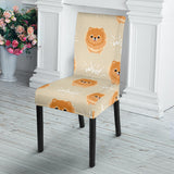 Cute Brown Pomeranian Puppy Dining Chair Slipcover