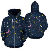 Space Pattern With Planets, Comets, Constellations And Stars Zip Up Hoodie