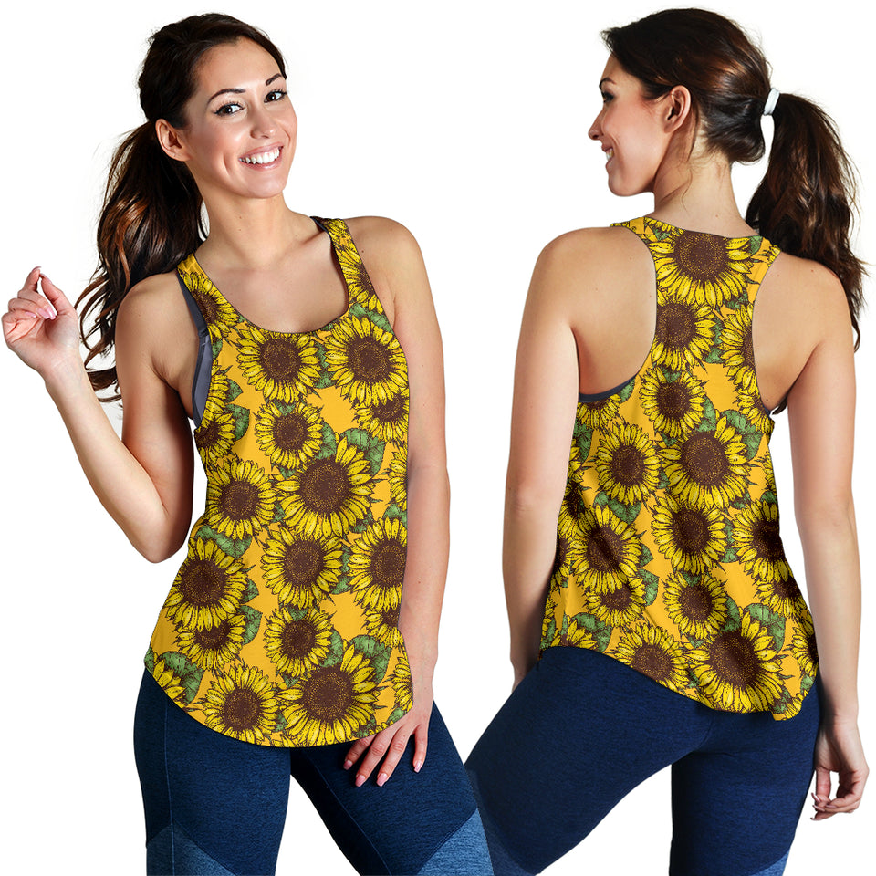 Sunflower pattern Women Racerback Tank Top