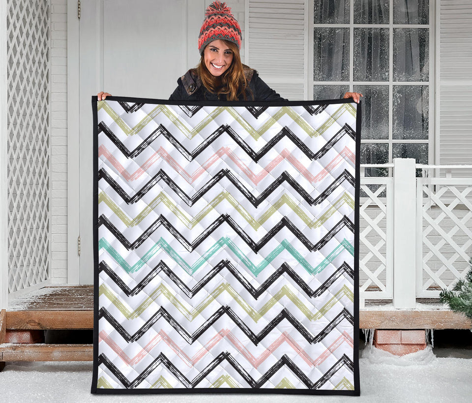 Zigzag  Chevron Paint Pattern Premium Quilt