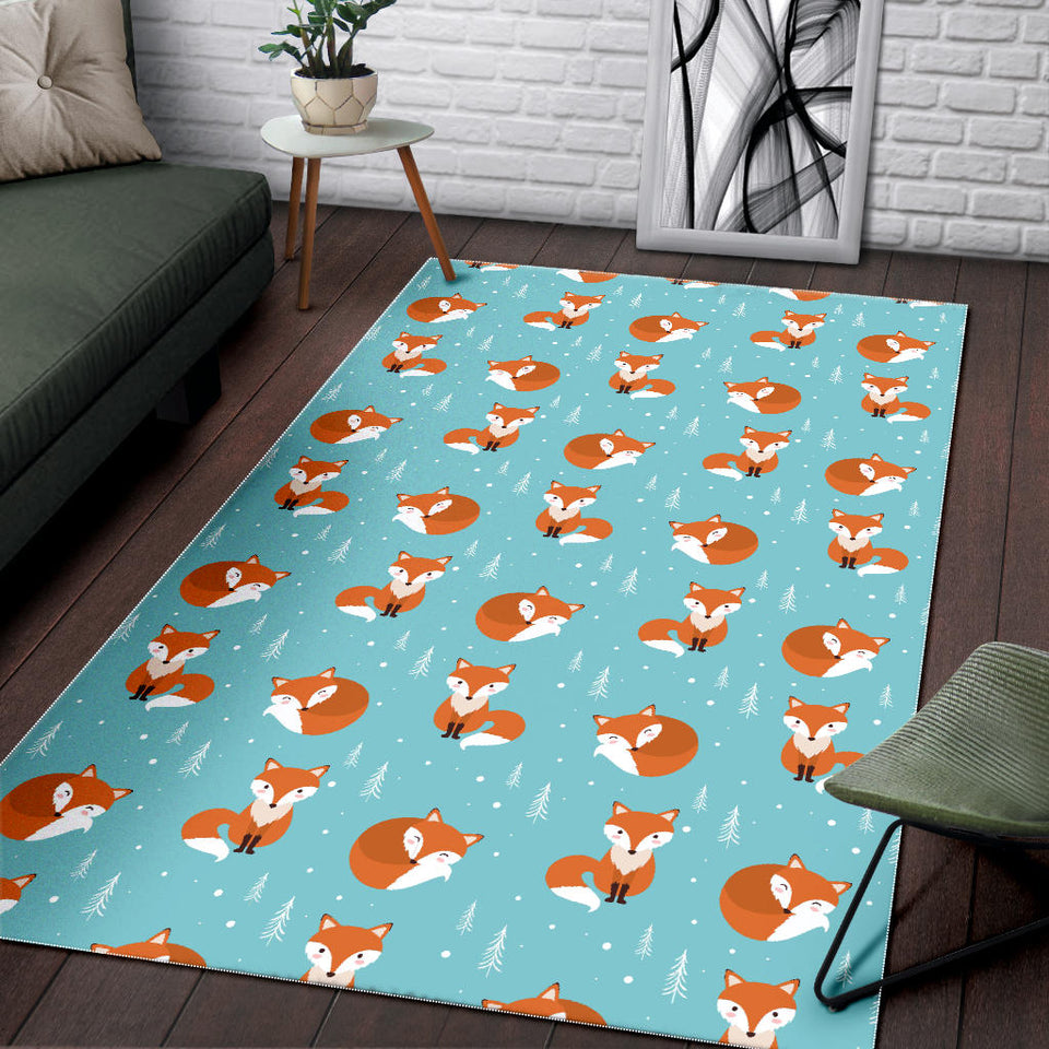 Fox Pattern Blue B Ackground Area Rug