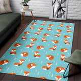 Fox Pattern Blue B Ackground Area Rug