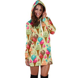 Colorful Ice Cream Pattern Women'S Hoodie Dress