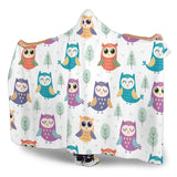 Cute Owl Pattern Hooded Blanket