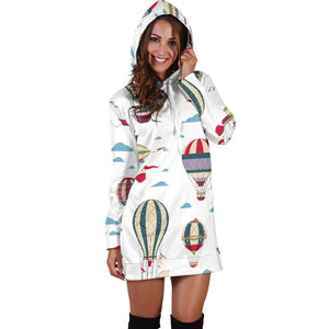 Hot Air Balloon Pattern Women'S Hoodie Dress