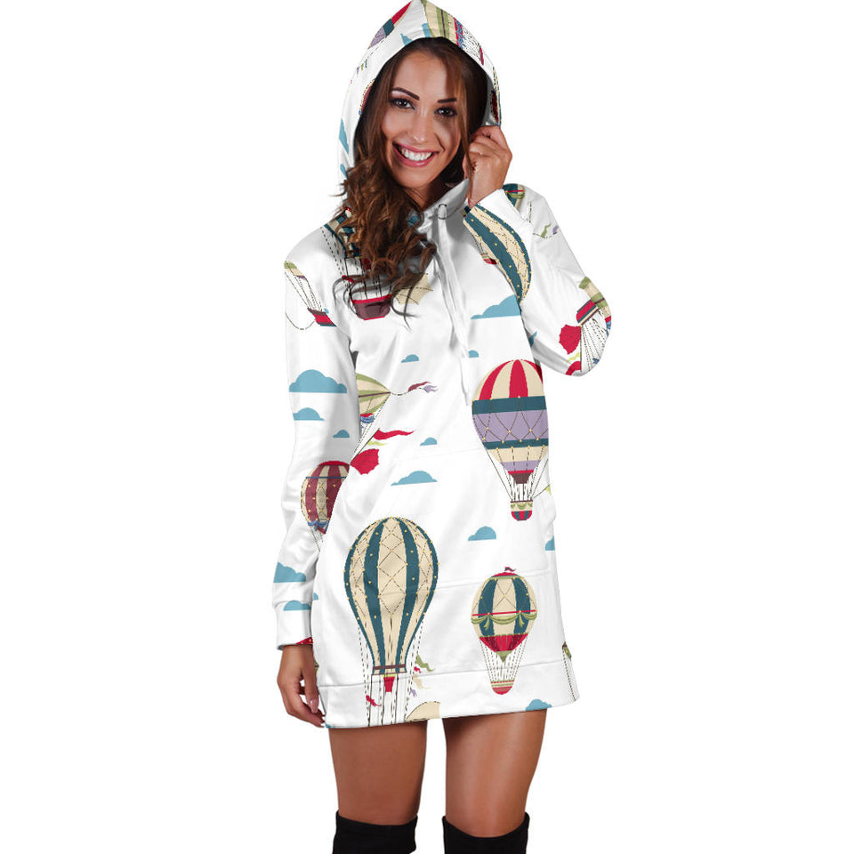 Hot Air Balloon Pattern Women'S Hoodie Dress