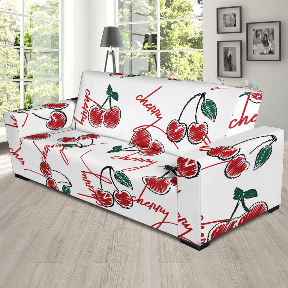 Hand Drawn Cherry Pattern Sofa Slipcover