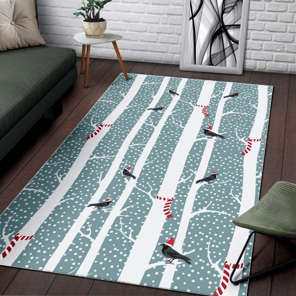Crows Christmas Hat Scarf Area Rug