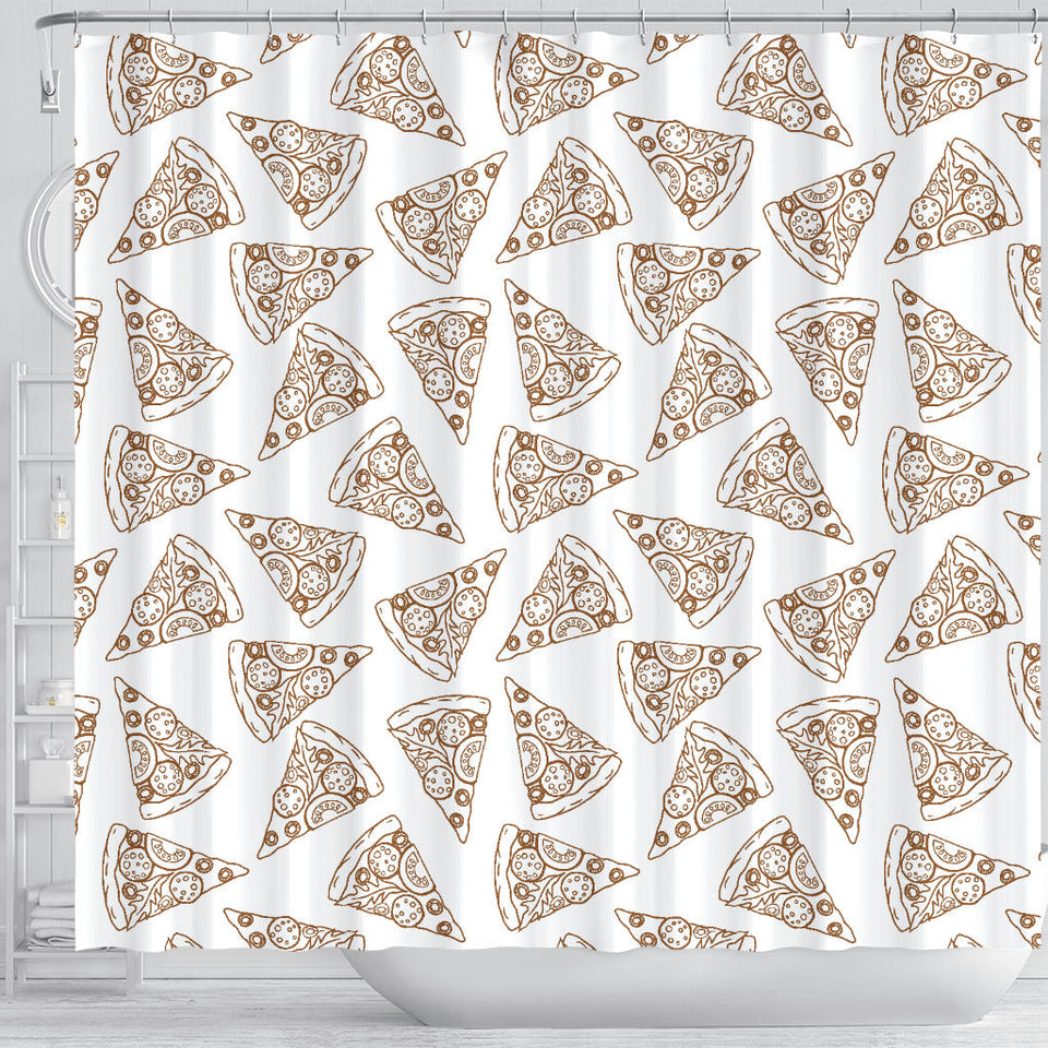 Hand Drawn Pizza Pattern Shower Curtain Fulfilled In US