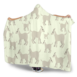 Little Young Goat Pattern Hooded Blanket