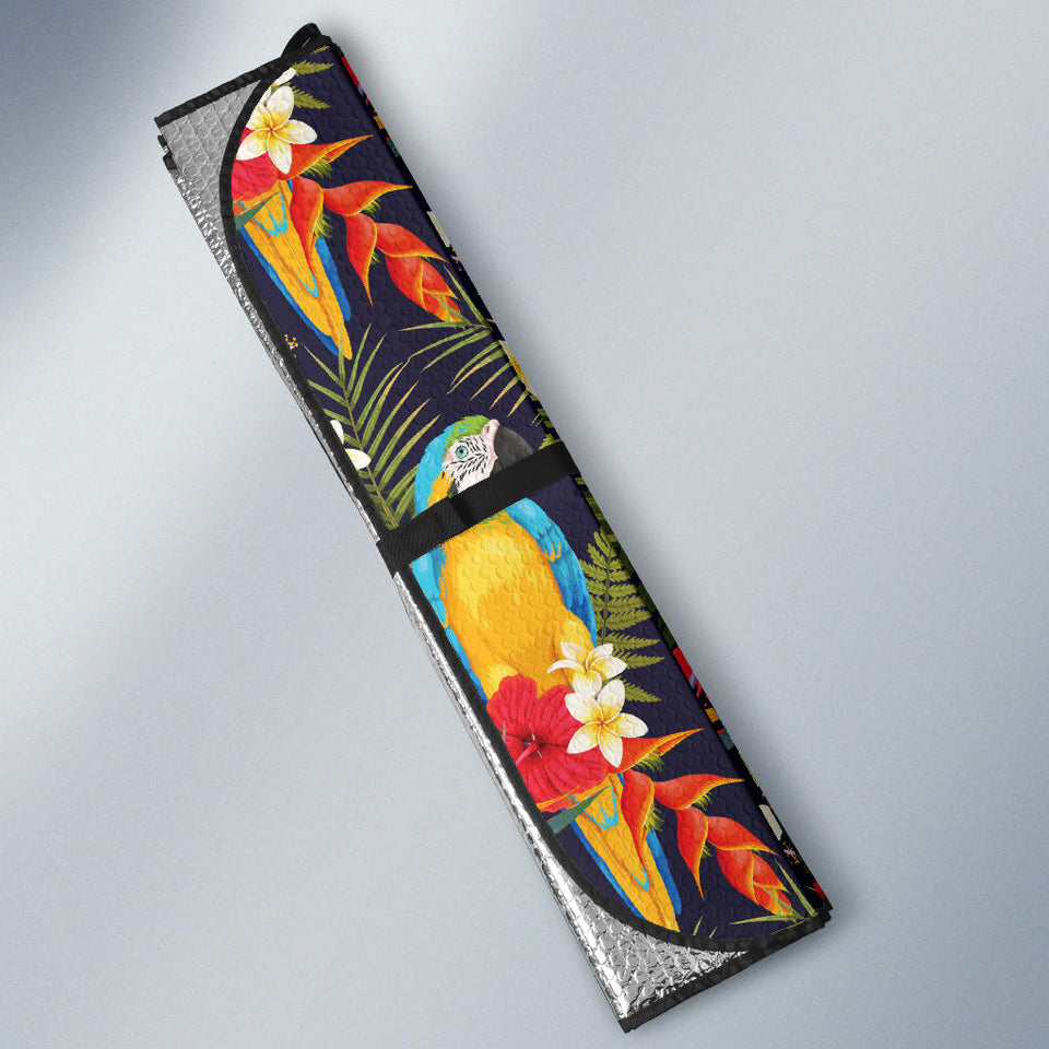 Colorful Parrot Flower Pattern Car Sun Shade