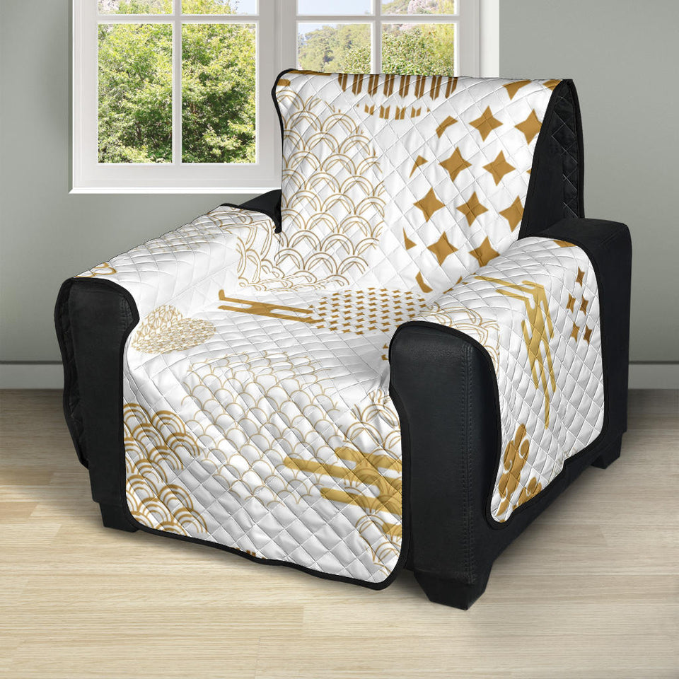Beautiful gold japanese pattern Recliner Cover Protector
