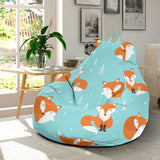 Fox Pattern Blue B Ackground Bean Bag Cover