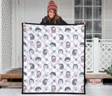 Hedgehog Pattern Print Design 02 Premium Quilt