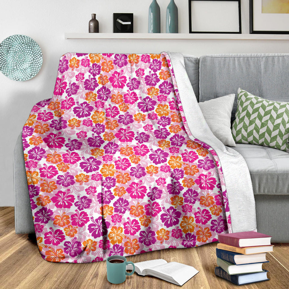 Hibiscus Pattern Print Design 01 Premium Blanket