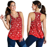 Snowflake pattern red background Women Racerback Tank Top