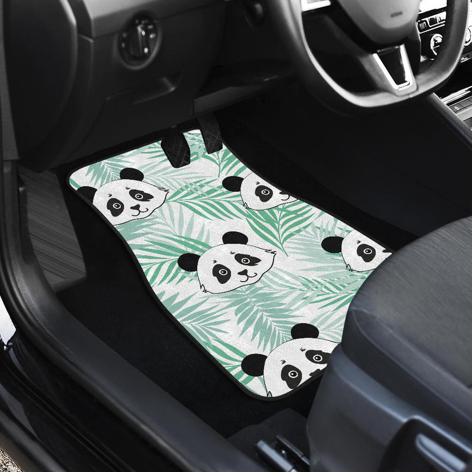 Panda Pattern Tropical Leaves Background Front And Back Car Mats