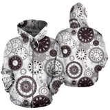 Classic Vintage Clock Pattern Zip Up Hoodie
