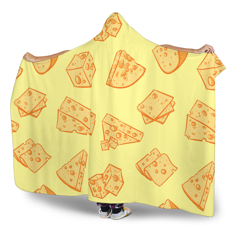 Cheese Design Pattern Hooded Blanket