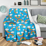 Rainbows Sky Clouds Pattern Premium Blanket
