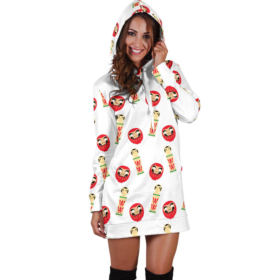 Daruma Japanese Wooden Doll Women'S Hoodie Dress