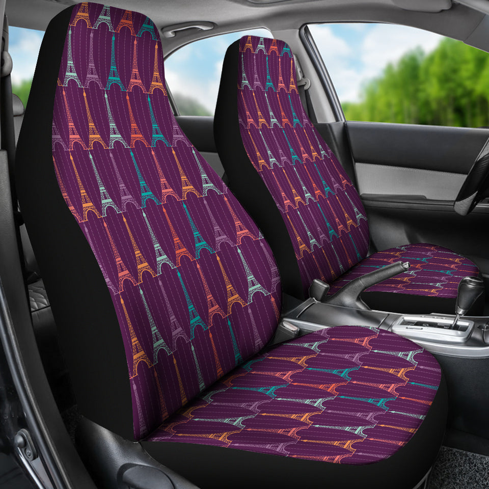 Eiffel Tower Pattern Print Design 05 Universal Fit Car Seat Covers