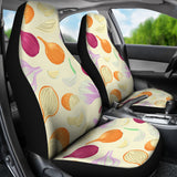 Onion Garlic White Red Pattern Universal Fit Car Seat Covers