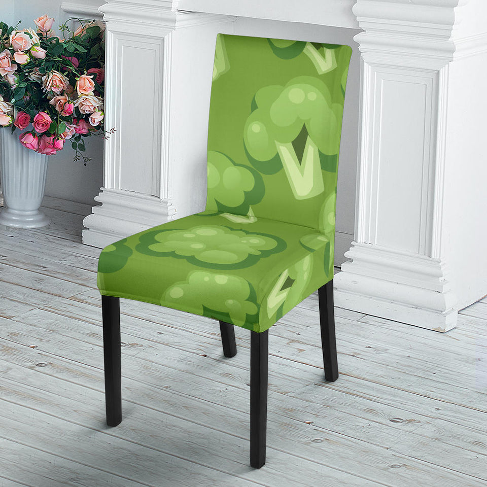 Broccoli Pattern Green Background Dining Chair Slipcover