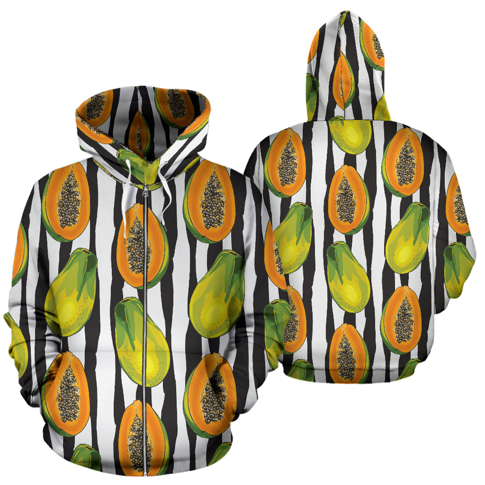Papaya Design Pattern Zip Up Hoodie