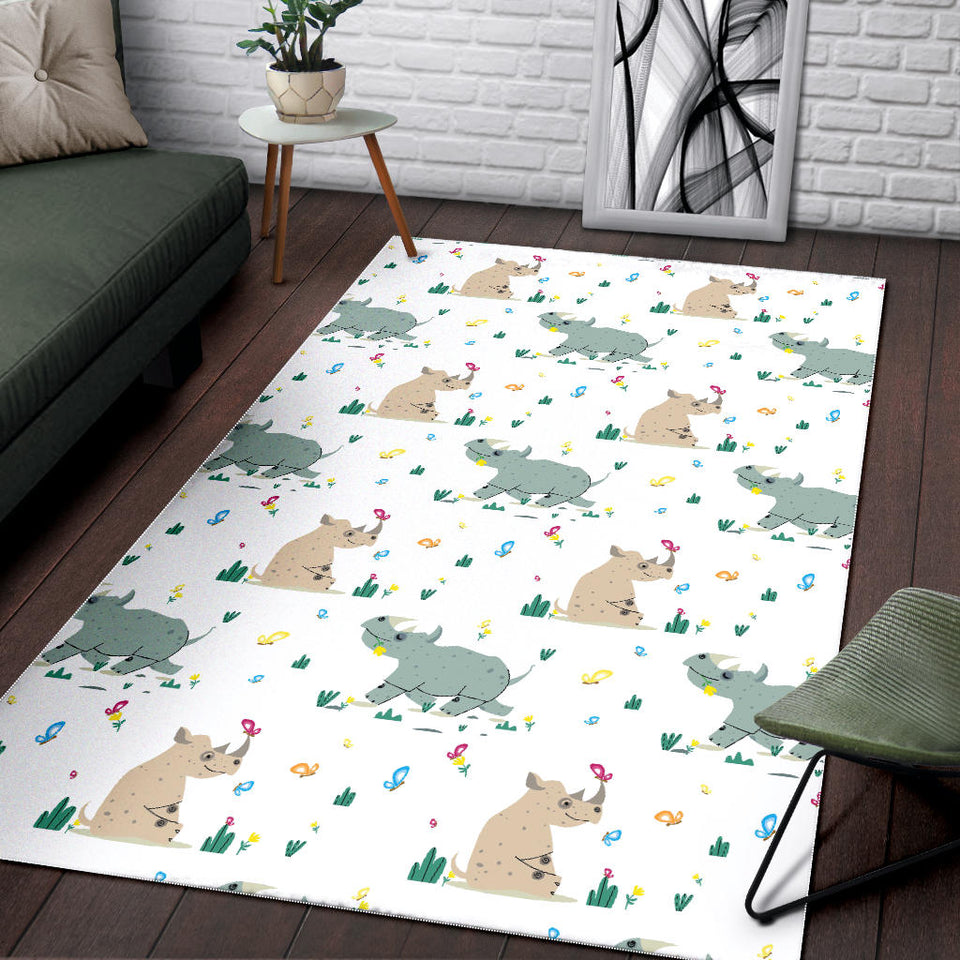 Cute Rhino Pattern Area Rug