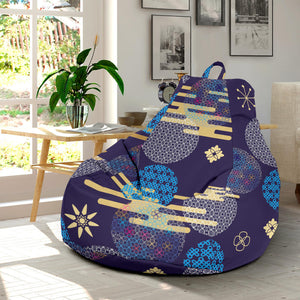 Blue Japanese Pattern Cloud Wave Flower Bean Bag Cover