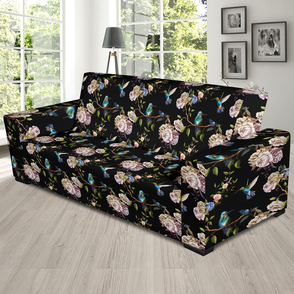 Hummingbird Pattern Print Design 03 Sofa Slipcover