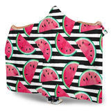 Watercolor Paint Textured Watermelon Pieces Hooded Blanket