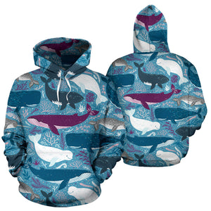 Whale Design Pattern Men Women Pullover Hoodie