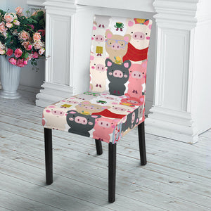 Pig Pattern Print Design 02 Dining Chair Slipcover