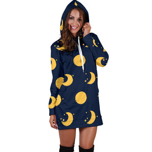 Moon Star Pattern Women'S Hoodie Dress