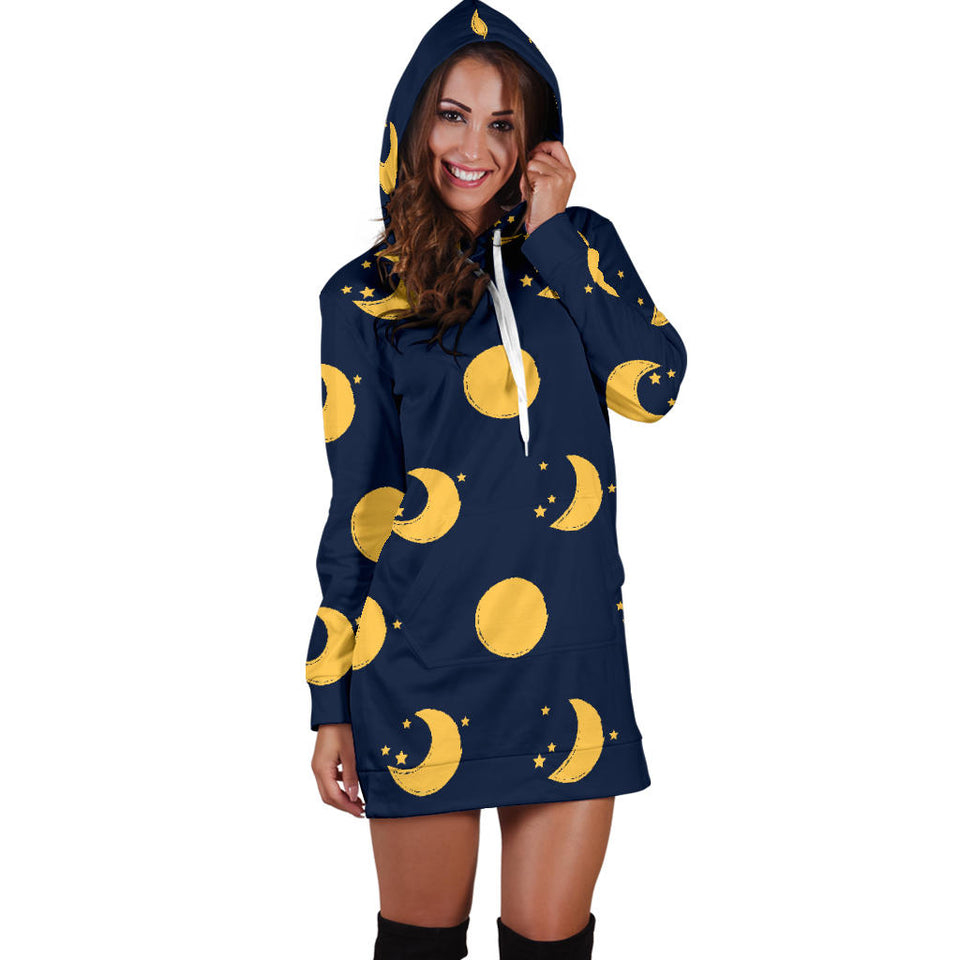 Moon Star Pattern Women'S Hoodie Dress