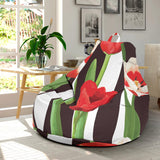Red And White Tulips Pattern Bean Bag Cover